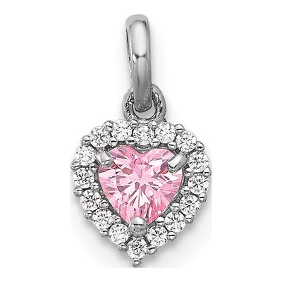 Sterling Silver CZ Heart Pendant