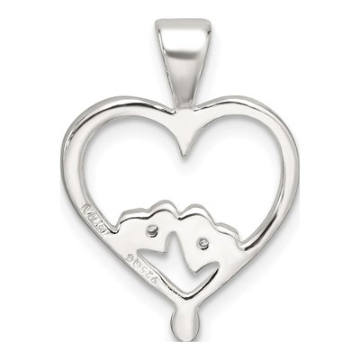 Sterling Silver CZ Open Heart Pendant – view 4