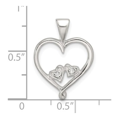 Sterling Silver CZ Open Heart Pendant – view 5
