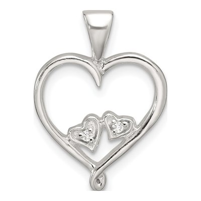 Sterling Silver CZ Open Heart Pendant