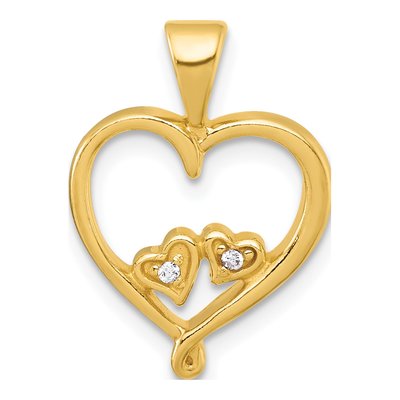 Gold-Plated Sterling Silver CZ Two Hearts Pendant