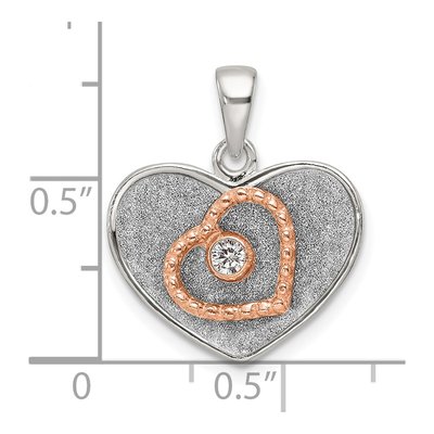 Sterling Silver CZ Heart Pendant – view 5