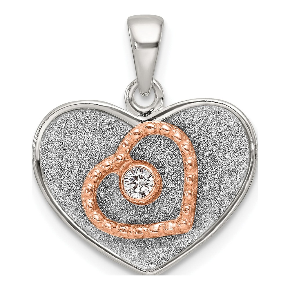 Sterling Silver CZ Heart Pendant