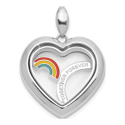 Sterling Silver Rainbow Heart Pendant