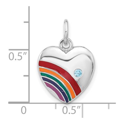 Sterling Silver CZ Rainbow Heart Pendant – view 5