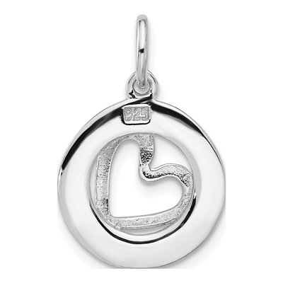 Sterling Silver Hammered Heart Circle Pendant – view 4