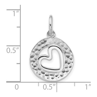 Sterling Silver Hammered Heart Circle Pendant – view 5