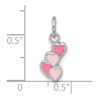 Sterling Silver Pink Enamel Hearts Pendant – view 5