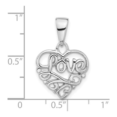 Sterling Silver Hollow Love Pendant – view 4