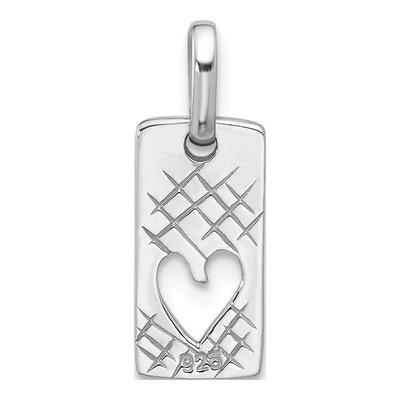 Sterling Silver Rectangle Cutout Heart Pendant – view 4