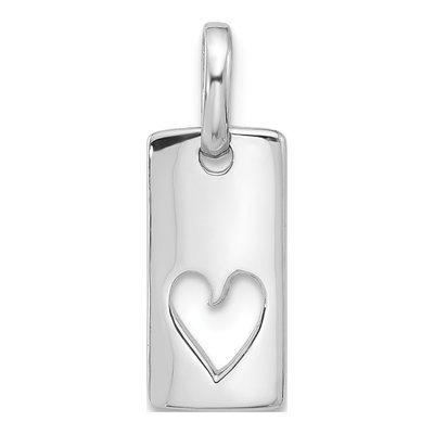 Sterling Silver Rectangle Cutout Heart Pendant