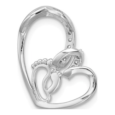 Rose Gold-Plated Sterling Silver CZ Heart Footprint Pendant – view 4