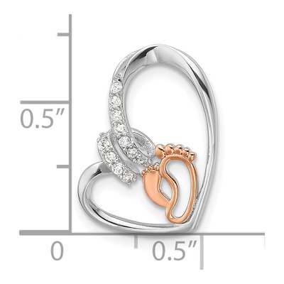 Rose Gold-Plated Sterling Silver CZ Heart Footprint Pendant – view 5