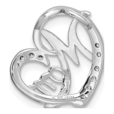 Rose Gold-Plated Sterling Silver CZ Mom Heart Slide Pendant – view 4