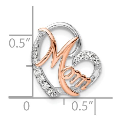 Rose Gold-Plated Sterling Silver CZ Mom Heart Slide Pendant – view 5