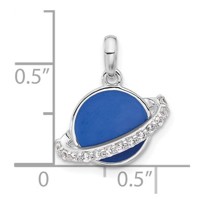 Sterling Silver CZ Enamel Planet Pendant – view 4