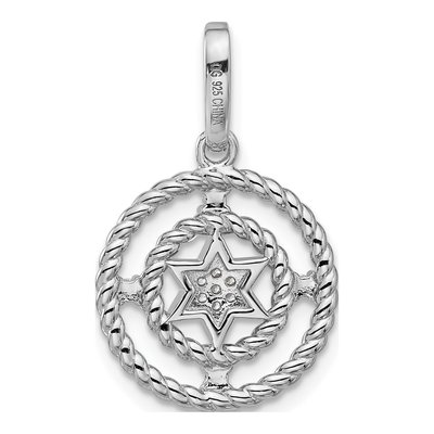 Sterling Silver CZ Circle Star Pendant – view 3