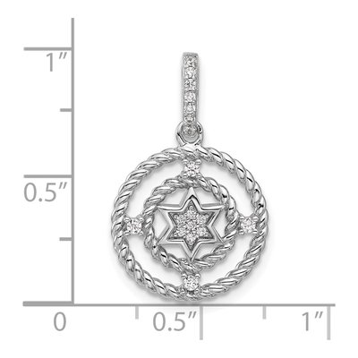 Sterling Silver CZ Circle Star Pendant – view 4
