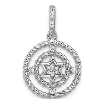 Sterling Silver CZ Circle Star Pendant