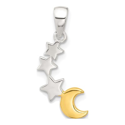 Sterling Silver Star Moon Pendant