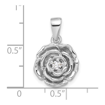 Sterling Silver CZ Flower Pendant – view 5