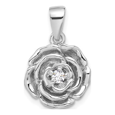 Sterling Silver CZ Flower Pendant