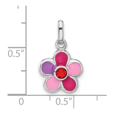 Sterling Silver Crystal Flower Pendant – view 4