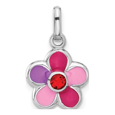 Sterling Silver Crystal Flower Pendant