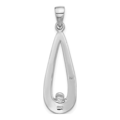 Sterling Silver Teardrop Flower Dangle Pendant – view 3