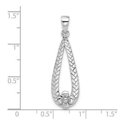 Sterling Silver Teardrop Flower Dangle Pendant – view 4