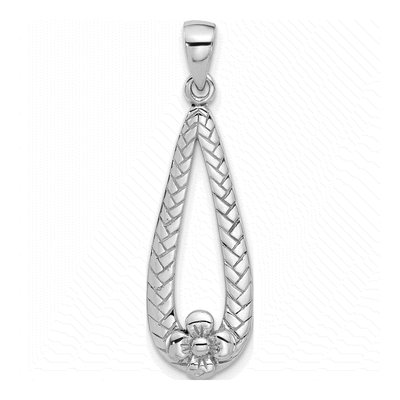 Sterling Silver Teardrop Flower Dangle Pendant