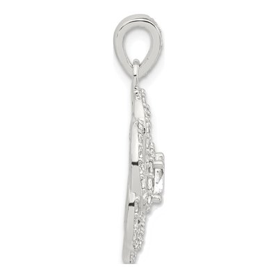 Sterling Silver CZ Flower Pendant – view 3