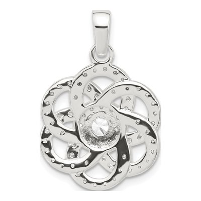 Sterling Silver CZ Flower Pendant – view 4
