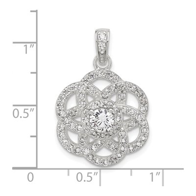 Sterling Silver CZ Flower Pendant – view 5