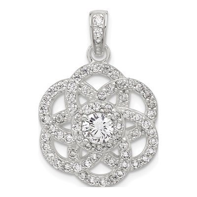 Sterling Silver CZ Flower Pendant