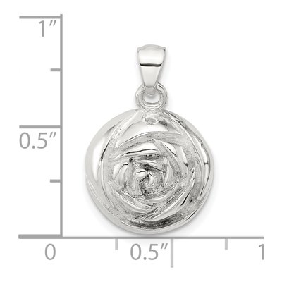 Sterling Silver Domed Flower Pendant – view 5