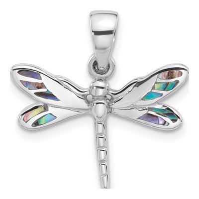 Sterling Silver Abalone Dragonfly Pendant