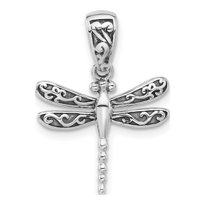 Sterling Silver Oxidized Dragonfly Pendant
