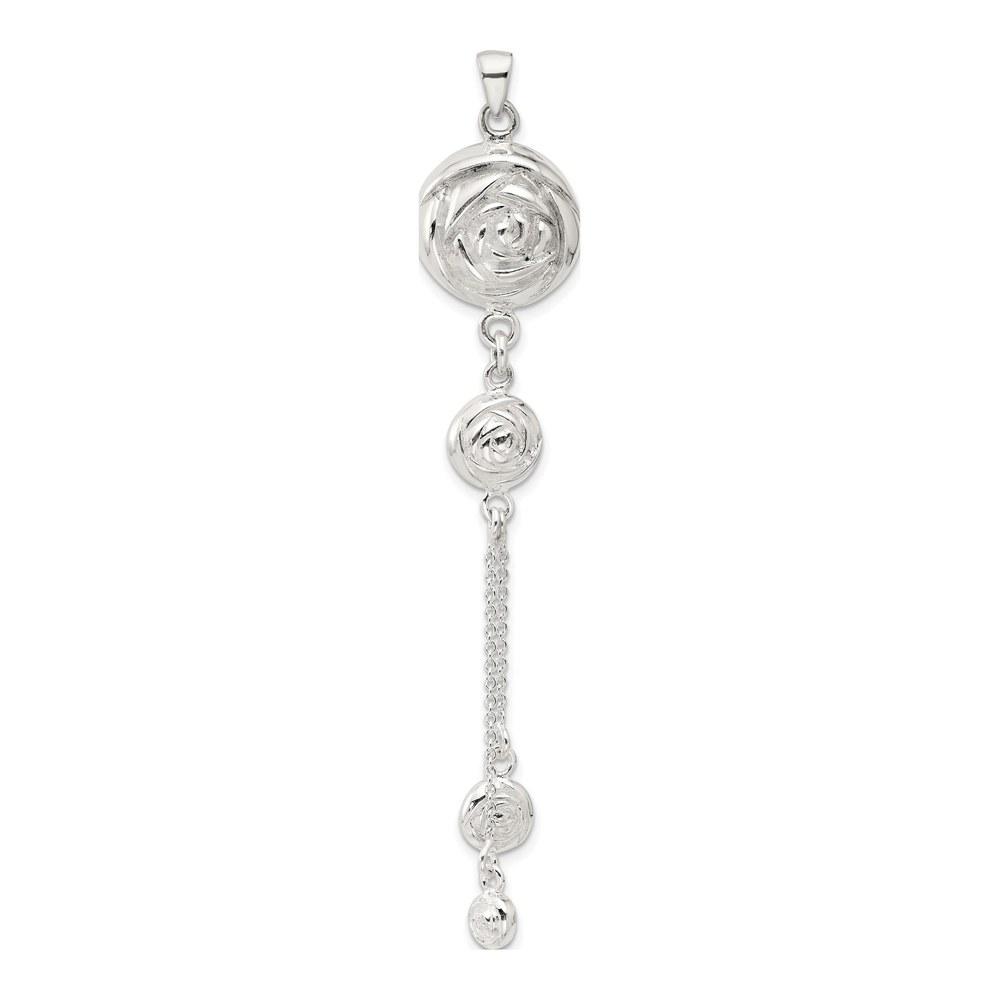 Sterling Silver Textured Flowers Pendant