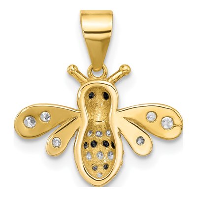 Gold-Plated Sterling Silver CZ Bee Pendant – view 4