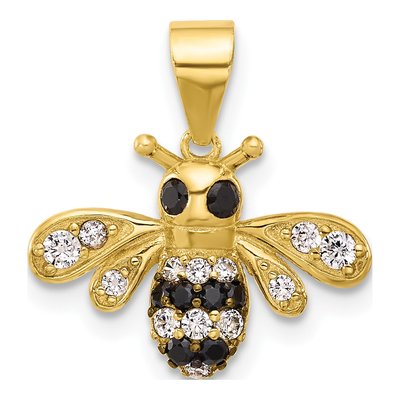 Gold-Plated Sterling Silver CZ Bee Pendant