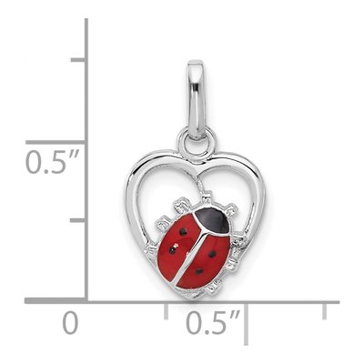 Sterling Silver Enameled Ladybug Heart Pendant – view 5