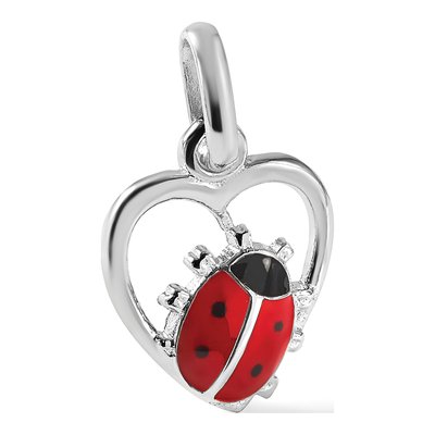 Sterling Silver Enameled Ladybug Heart Pendant – view 6