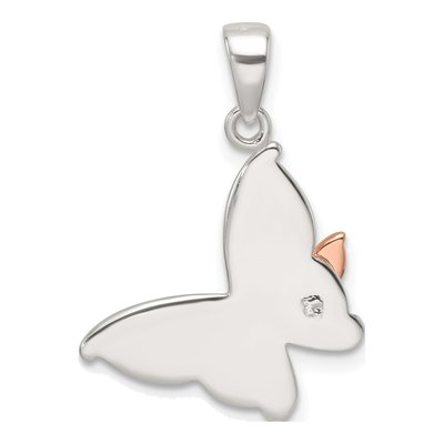 Sterling Silver Double Butterfly Pendant – view 4