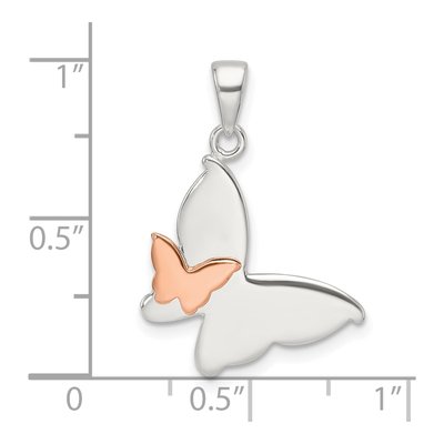 Sterling Silver Double Butterfly Pendant – view 5