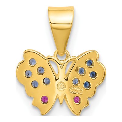 Gold-Plated Sterling Silver Lab-Created Ruby & Crystal Nano 02Lab Pendant – view 3