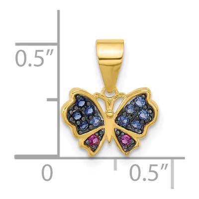 Gold-Plated Sterling Silver Lab-Created Ruby & Crystal Nano 02Lab Pendant – view 4