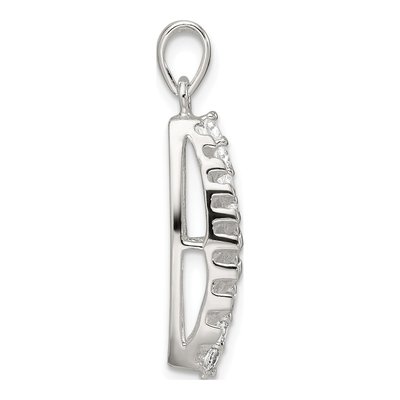 Sterling Silver CZ Leaf Slide Pendant – view 3