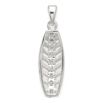 Sterling Silver CZ Leaf Slide Pendant – view 4