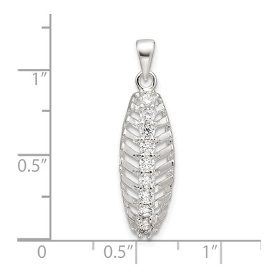 Sterling Silver CZ Leaf Slide Pendant – view 5